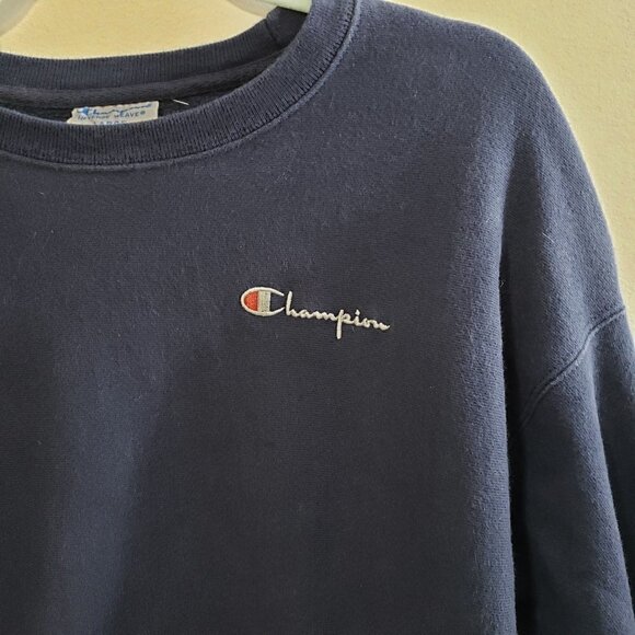 Vintage Champion Sweatshirt Navy Logo L - Picture 4 of 9